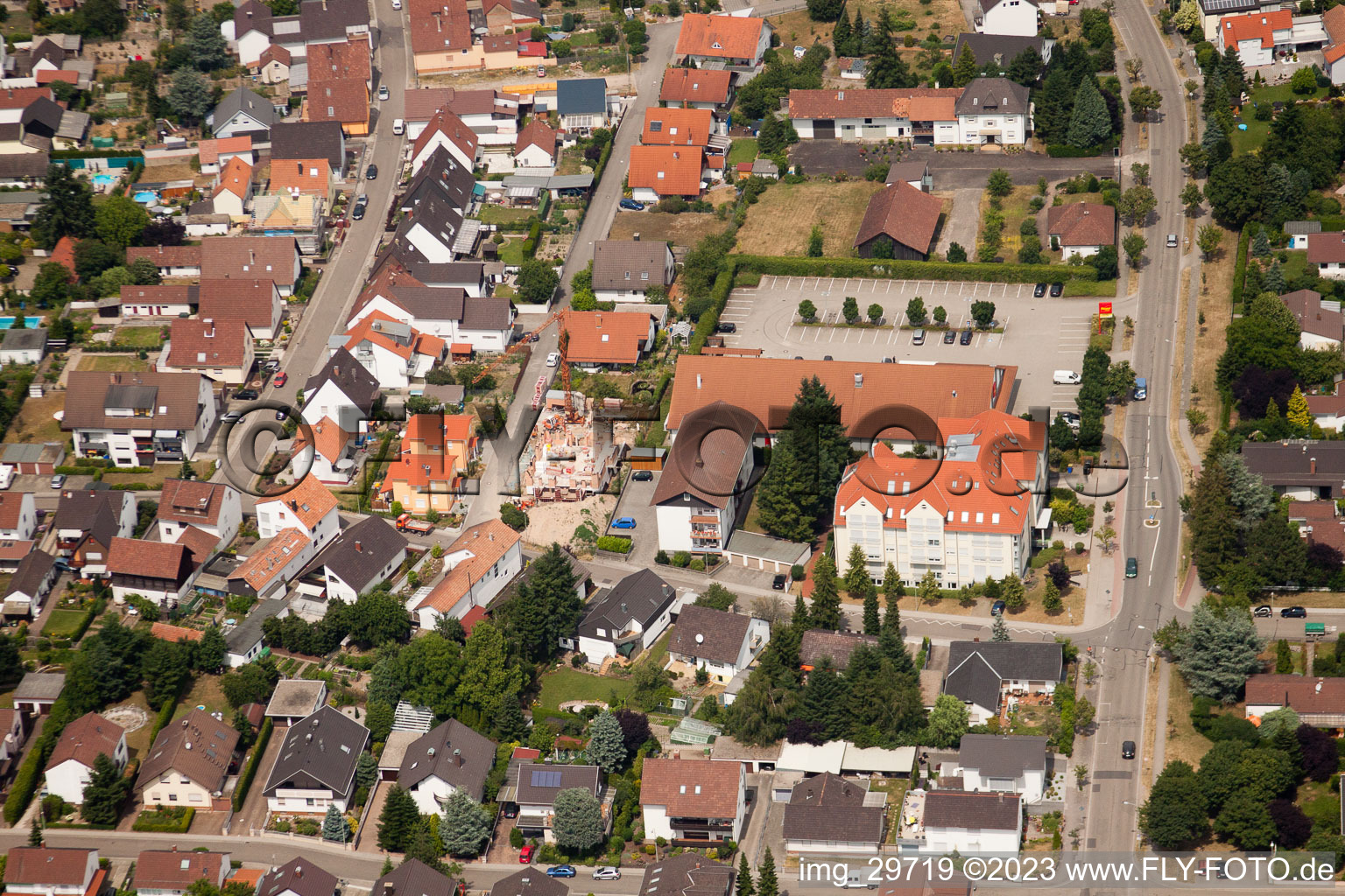 Vue aérienne de Brahmsstrasse, Buchstr à Jockgrim dans le département Rhénanie-Palatinat, Allemagne