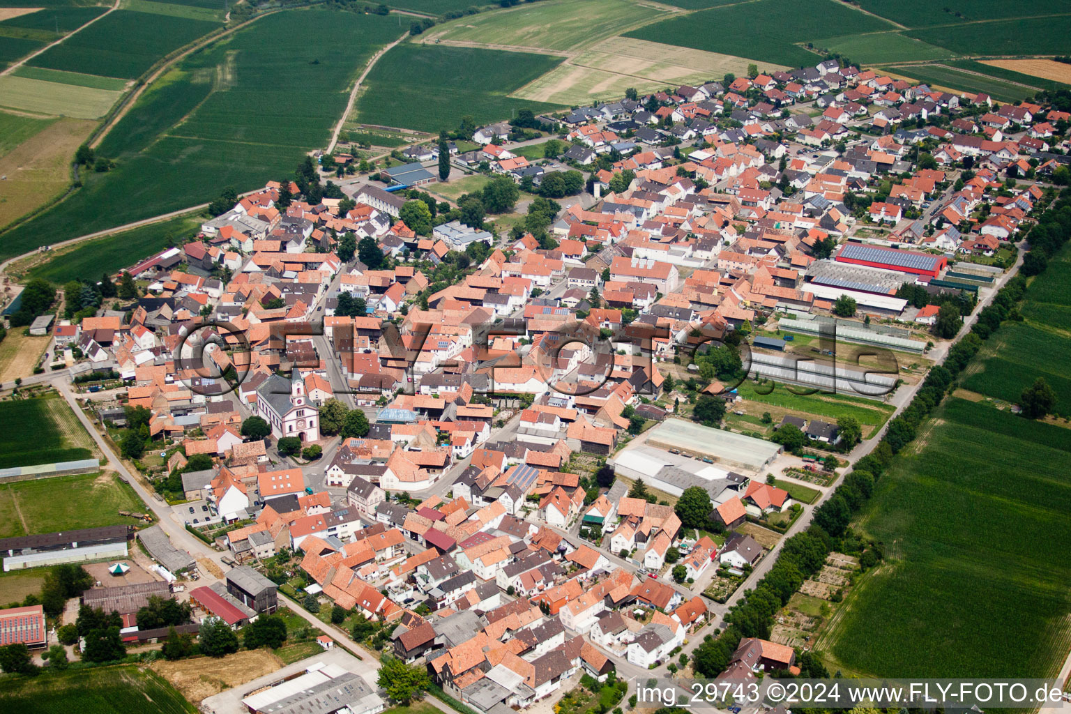 Photographie aérienne de Neupotz dans le département Rhénanie-Palatinat, Allemagne