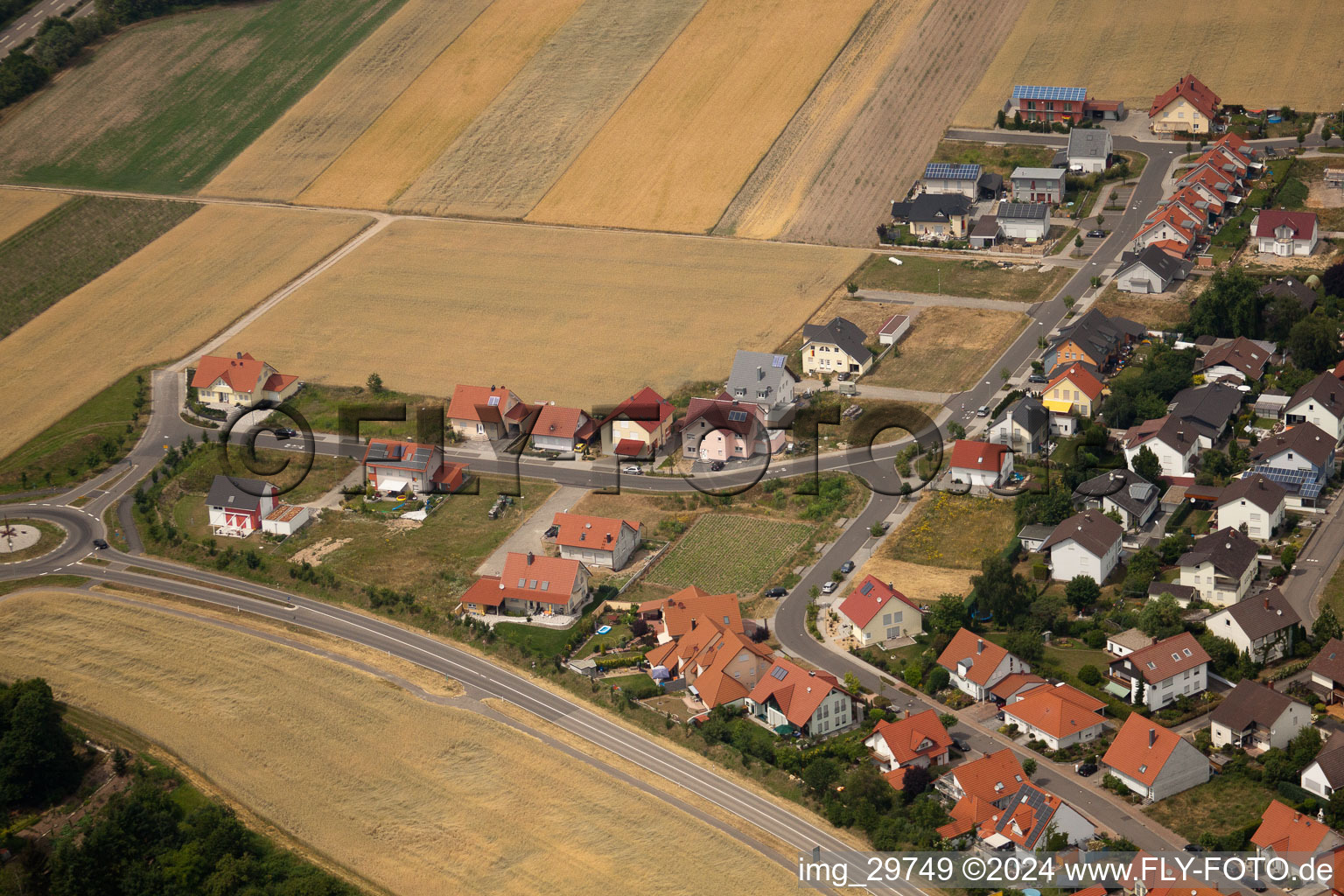 Vue aérienne de Dans l'ancien champ à Neupotz dans le département Rhénanie-Palatinat, Allemagne