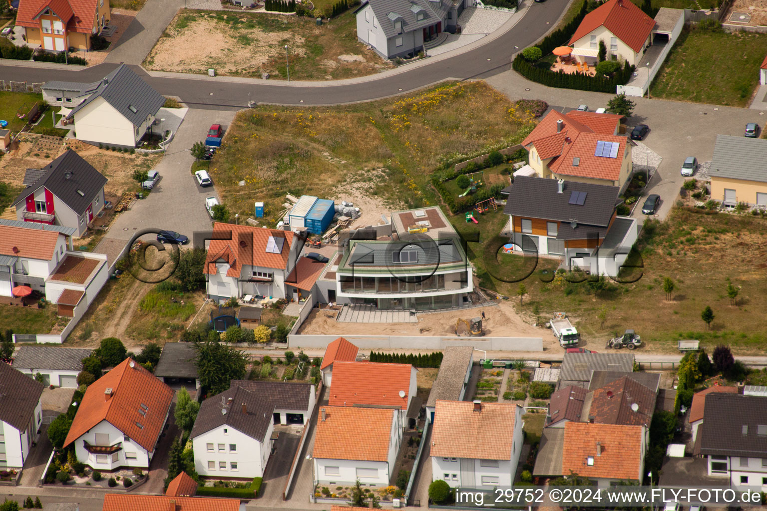 Vue oblique de Nouvelle zone de développement Blumenring à Neupotz dans le département Rhénanie-Palatinat, Allemagne