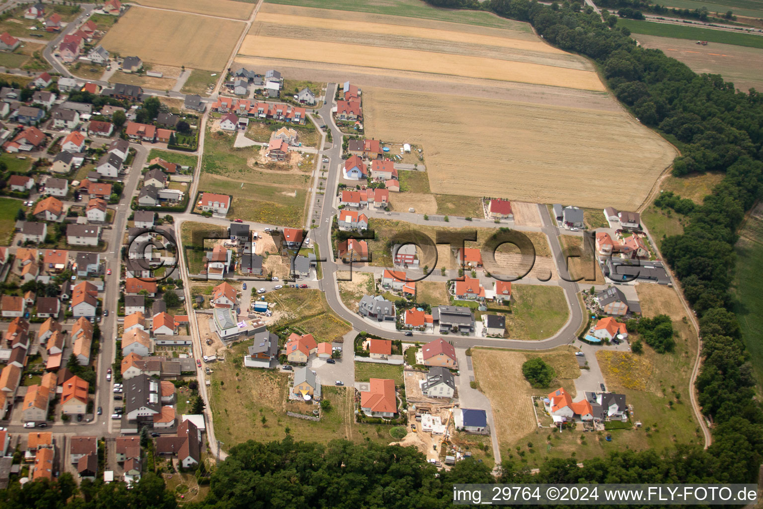 Nouvelle zone de développement Blumenring à Neupotz dans le département Rhénanie-Palatinat, Allemagne vue du ciel