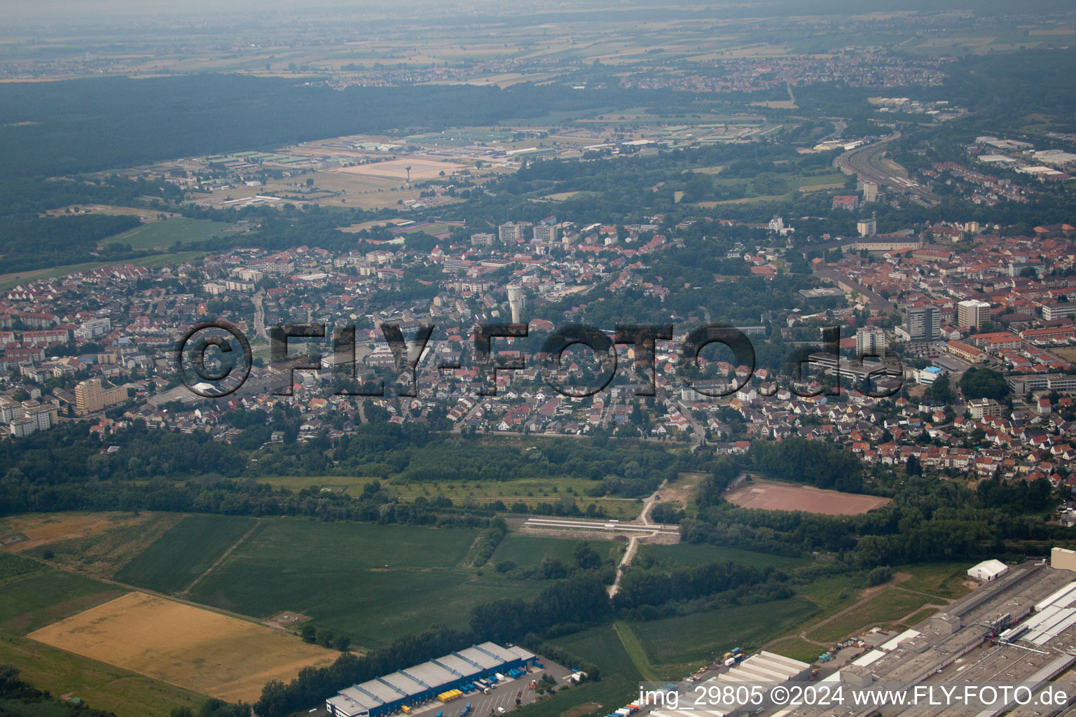 Photographie aérienne de Du sud à Germersheim dans le département Rhénanie-Palatinat, Allemagne