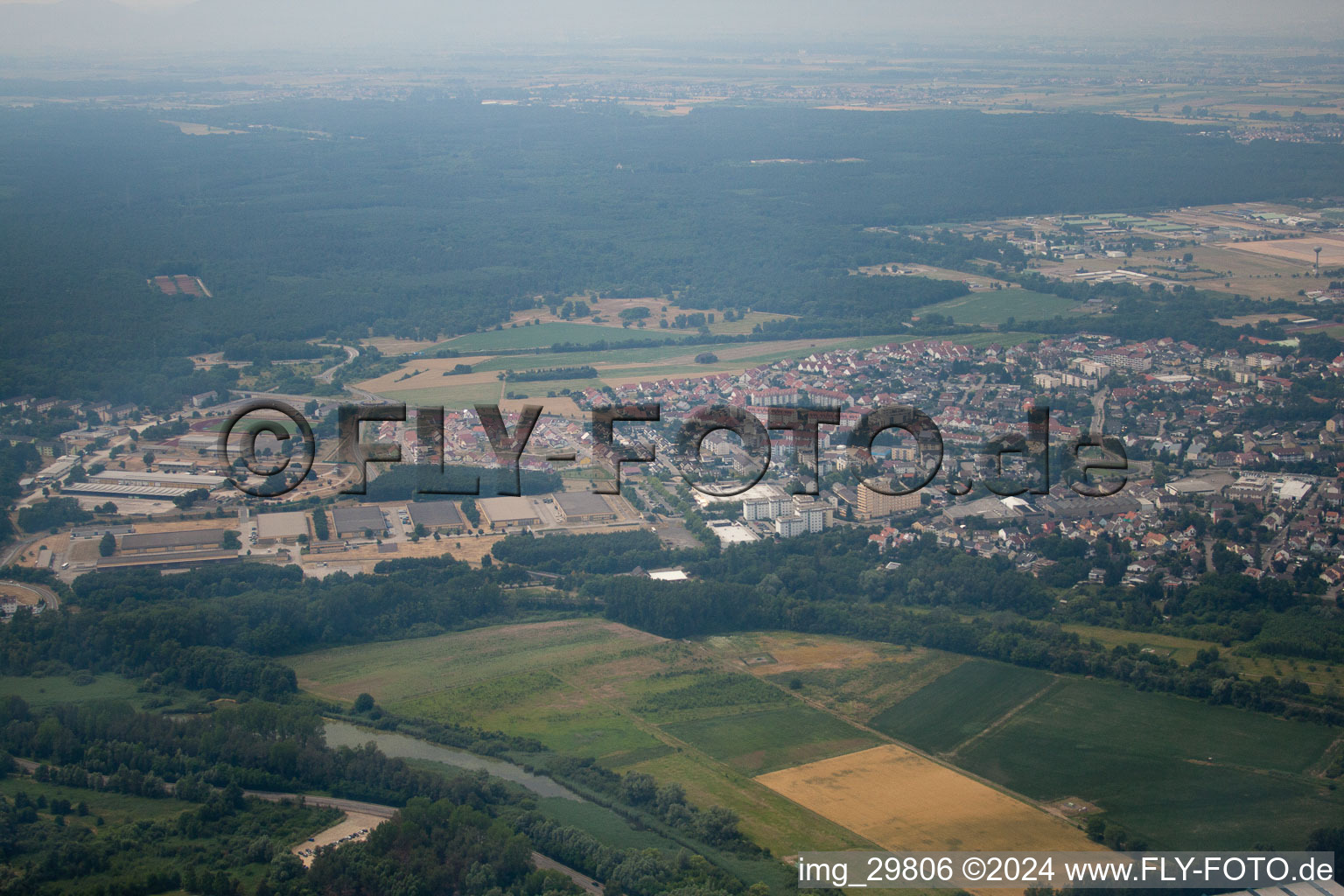 Vue oblique de Du sud à Germersheim dans le département Rhénanie-Palatinat, Allemagne