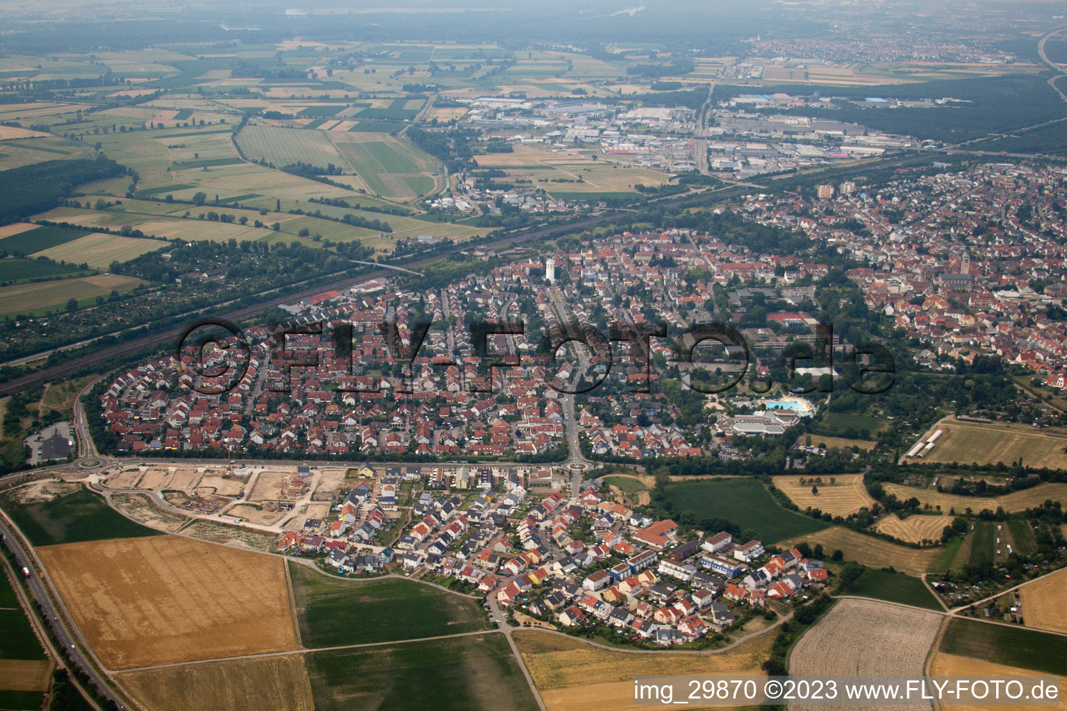 Vue oblique de Hockenheim dans le département Bade-Wurtemberg, Allemagne