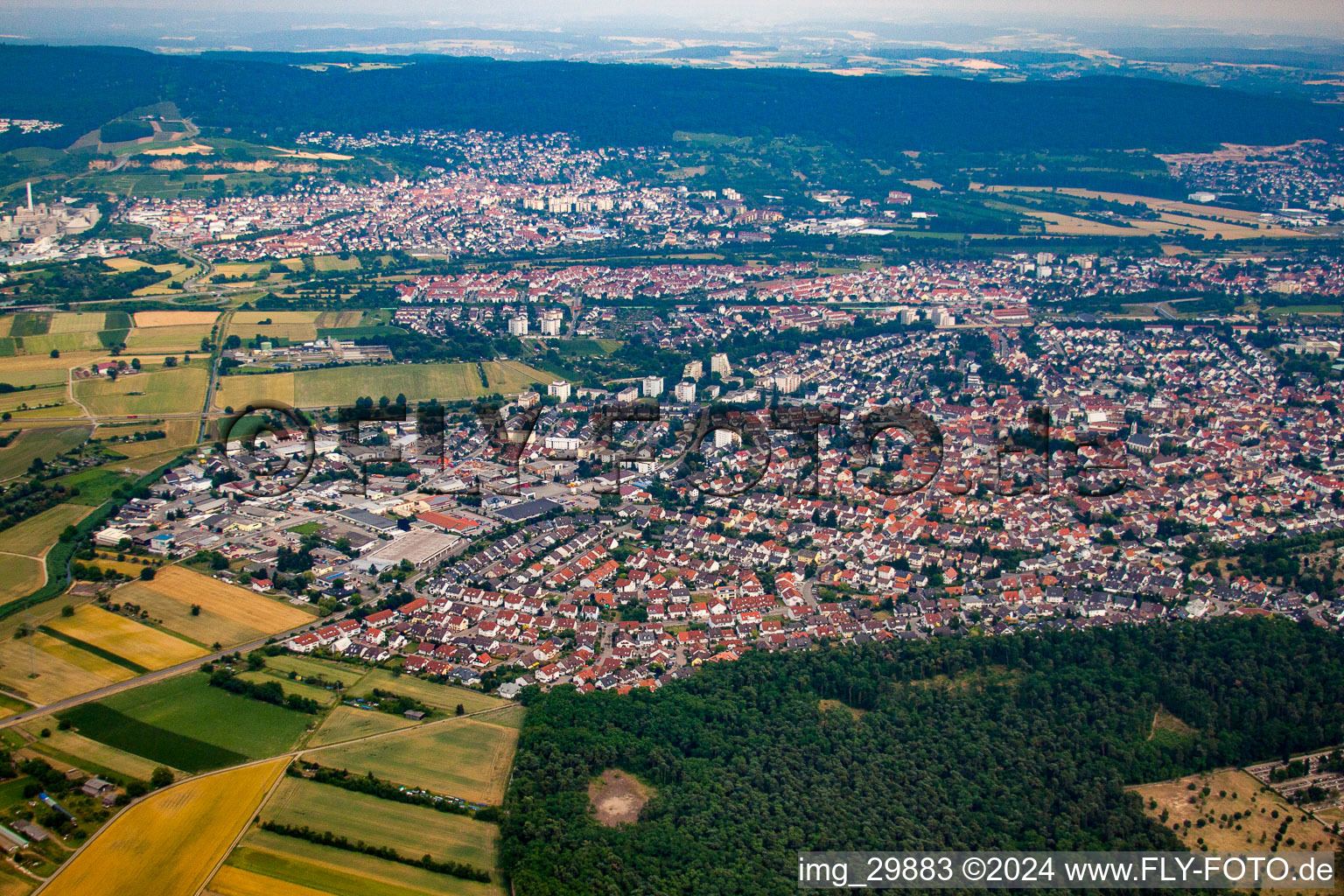 Vue oblique de Sandhausen dans le département Bade-Wurtemberg, Allemagne