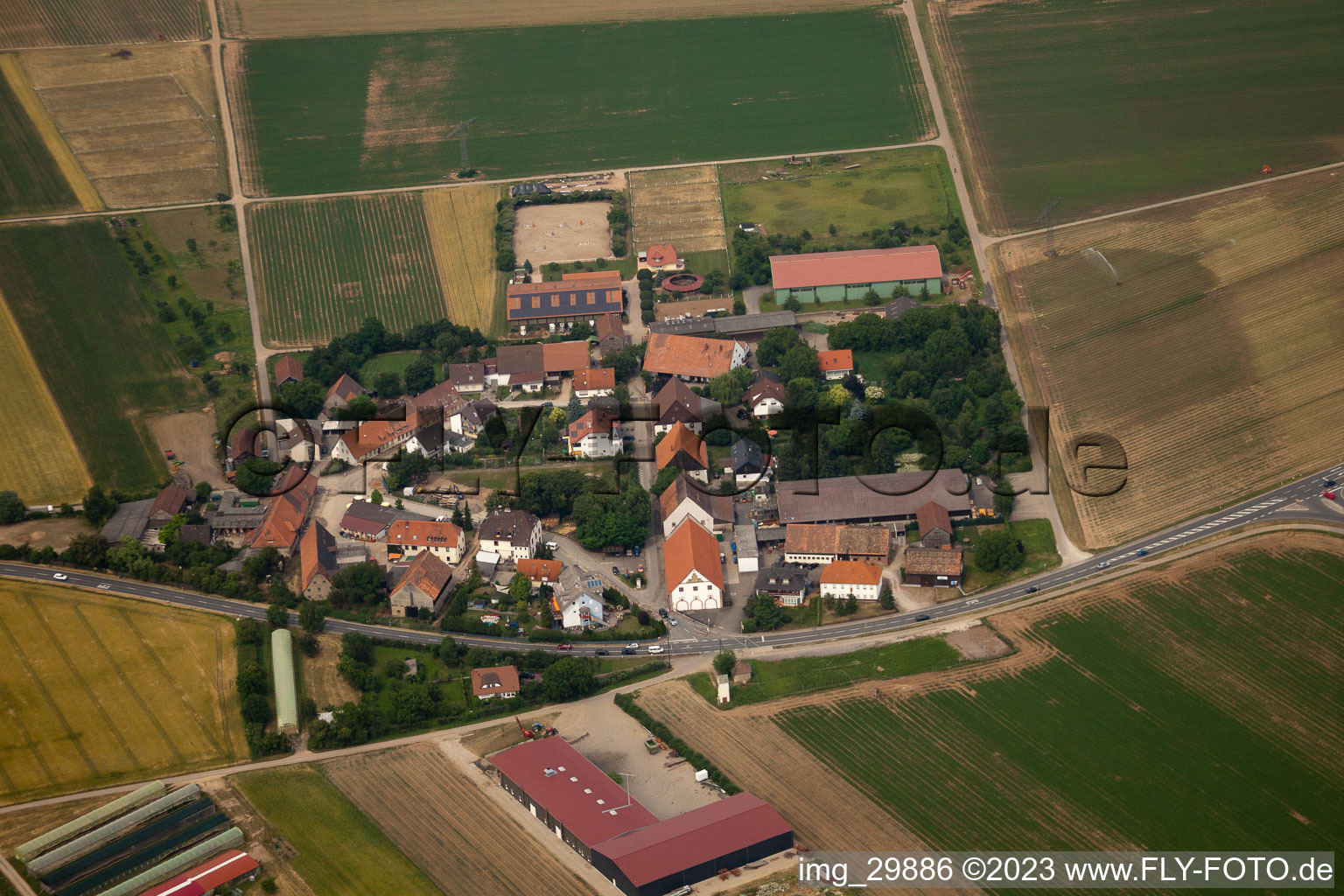 Vue aérienne de Bruchhausen à Sandhausen dans le département Bade-Wurtemberg, Allemagne