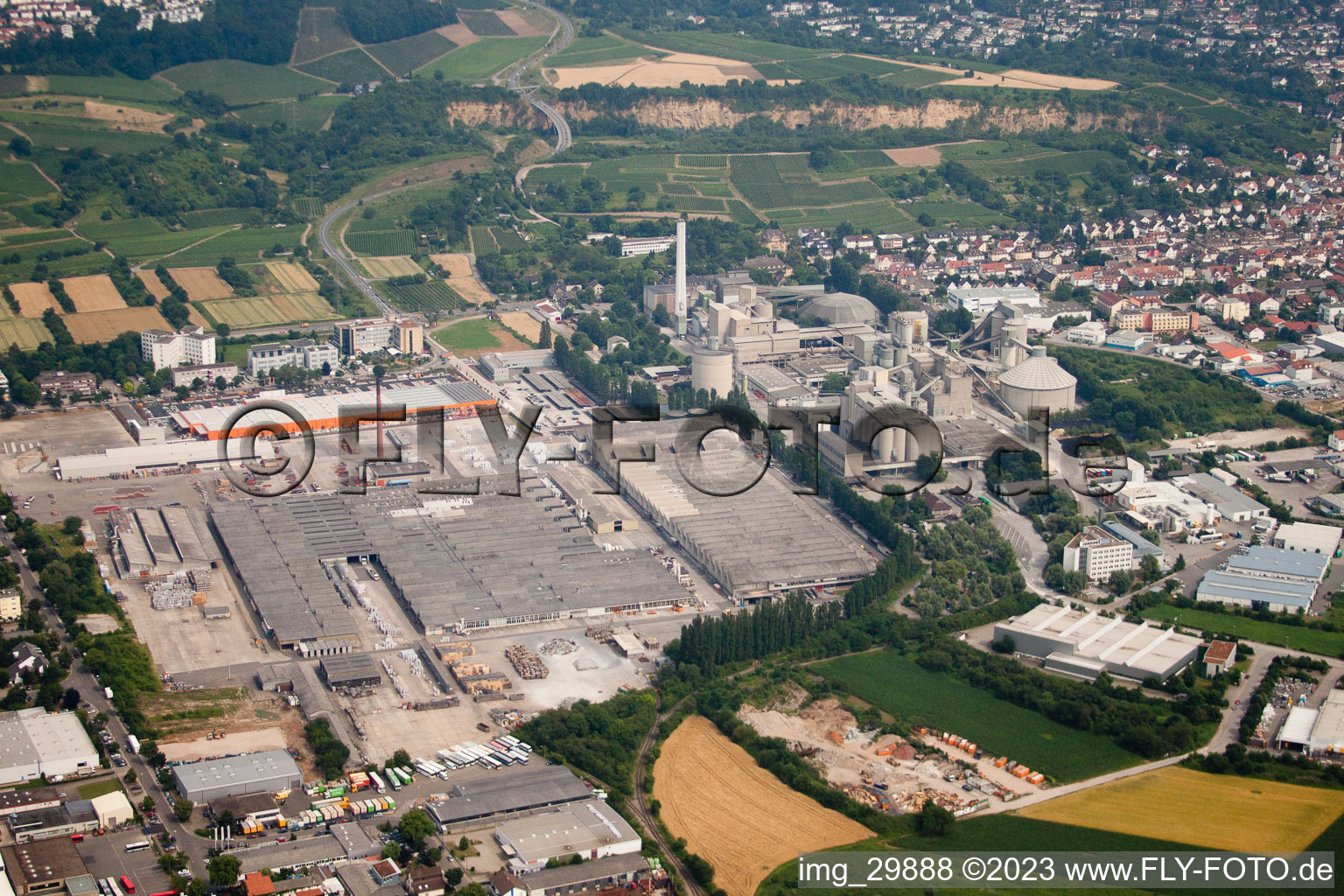 Vue aérienne de Ciment Heidelberg à Leimen dans le département Bade-Wurtemberg, Allemagne