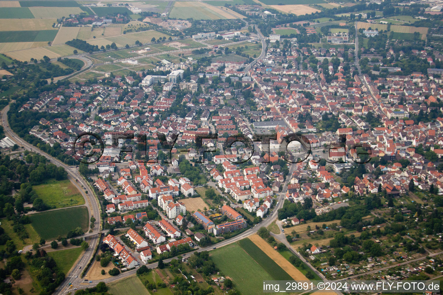 Vue oblique de Quartier Kirchheim in Heidelberg dans le département Bade-Wurtemberg, Allemagne