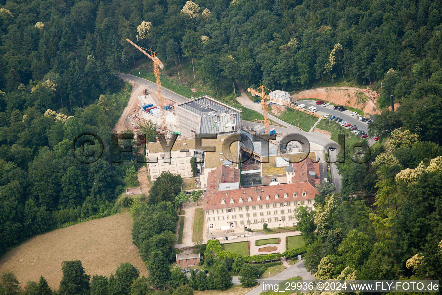 Vue aérienne de Speyerer Hof, Cliniques Schmieder à le quartier Königstuhl in Heidelberg dans le département Bade-Wurtemberg, Allemagne