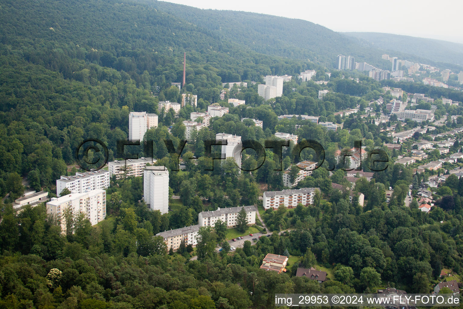 Photographie aérienne de HD-Boxberg depuis le nord à le quartier Boxberg in Heidelberg dans le département Bade-Wurtemberg, Allemagne