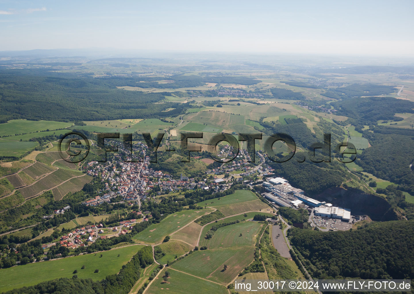 Vue oblique de Bockenau dans le département Rhénanie-Palatinat, Allemagne