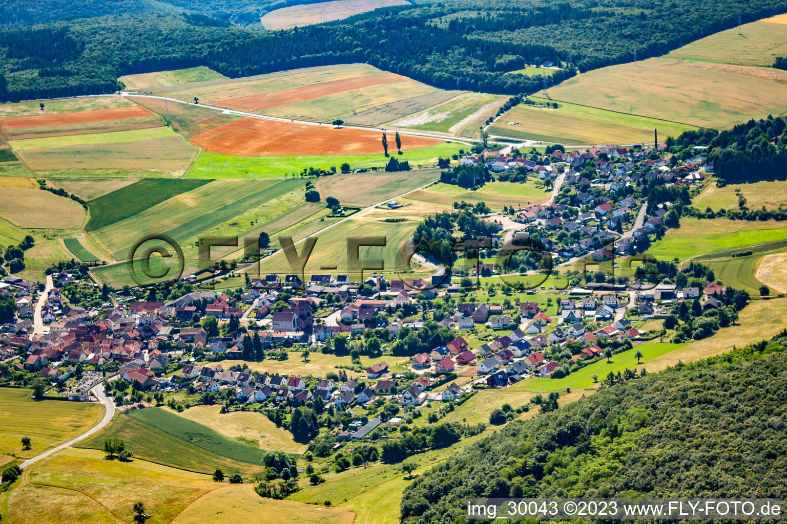 Vue aérienne de Hallgarten dans le département Rhénanie-Palatinat, Allemagne