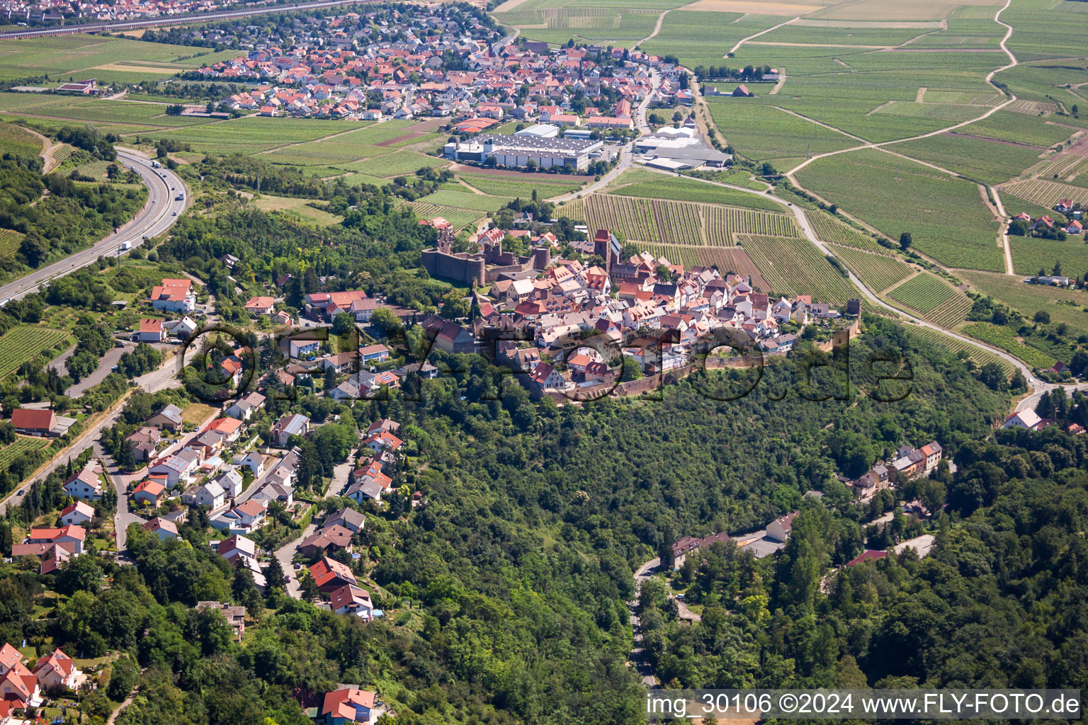 Vue aérienne de De l'ouest à Neuleiningen dans le département Rhénanie-Palatinat, Allemagne