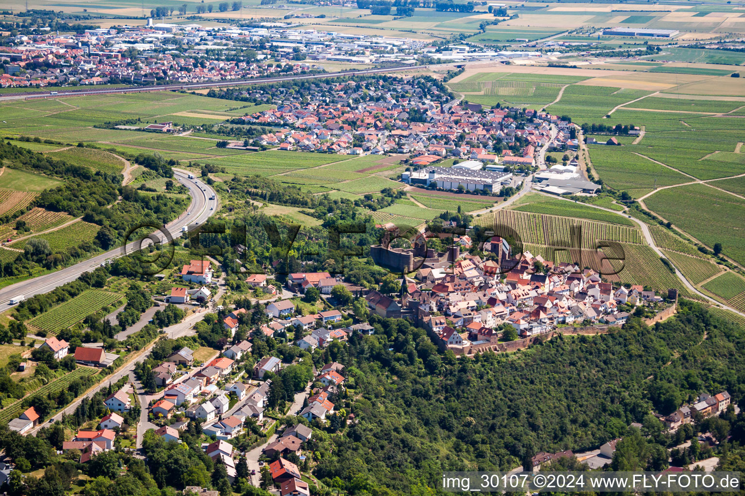 Vue aérienne de De l'ouest à Neuleiningen dans le département Rhénanie-Palatinat, Allemagne