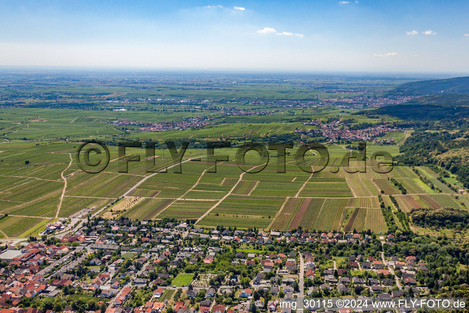 Vue aérienne de Weisenheim am Berg et Leistadt à le quartier Leistadt in Bad Dürkheim dans le département Rhénanie-Palatinat, Allemagne