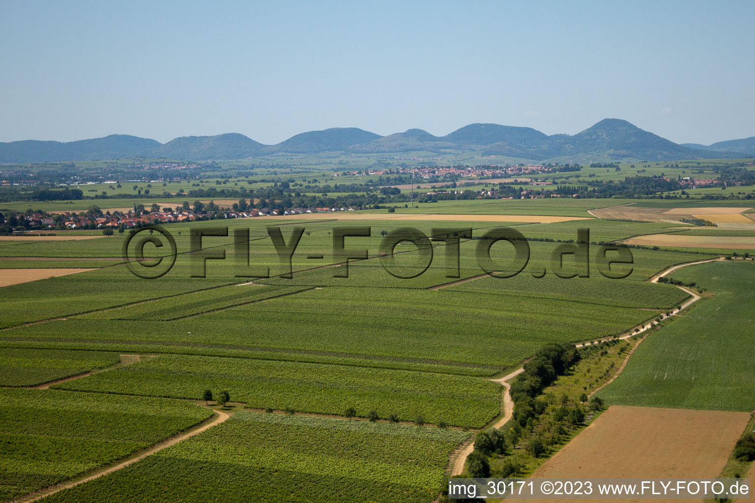 Vue aérienne de Du nord-est à Essingen dans le département Rhénanie-Palatinat, Allemagne