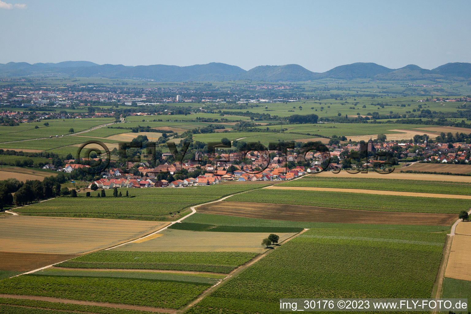 Vue aérienne de De l'est à Essingen dans le département Rhénanie-Palatinat, Allemagne