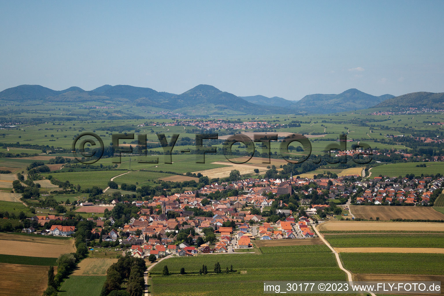 Vue aérienne de De l'est à Essingen dans le département Rhénanie-Palatinat, Allemagne