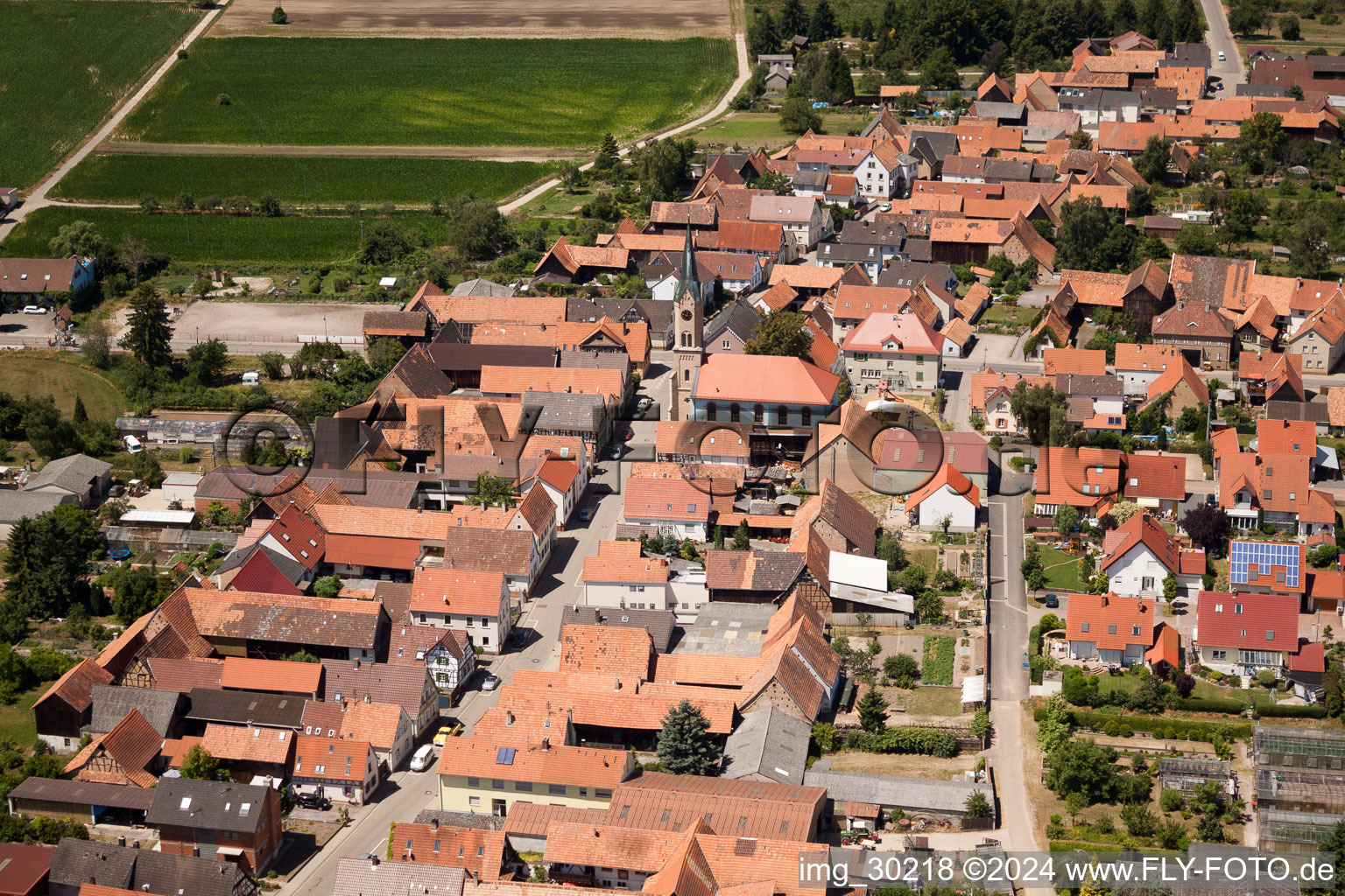 Erlenbach bei Kandel dans le département Rhénanie-Palatinat, Allemagne du point de vue du drone