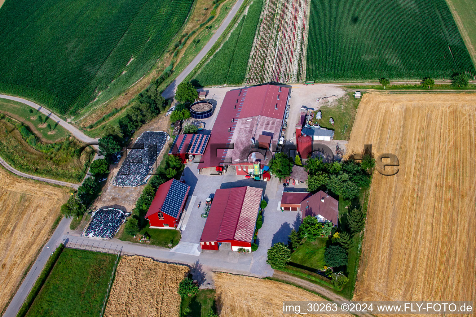 Photographie aérienne de Hansjörg Körkel & Cornelia Will-Körkel Kirschhof à le quartier Bodersweier in Kehl dans le département Bade-Wurtemberg, Allemagne