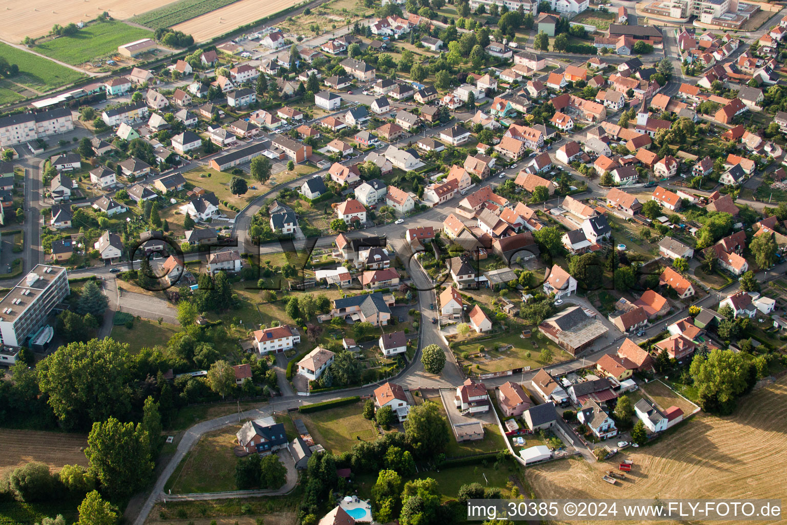 Bischwiller dans le département Bas Rhin, France du point de vue du drone