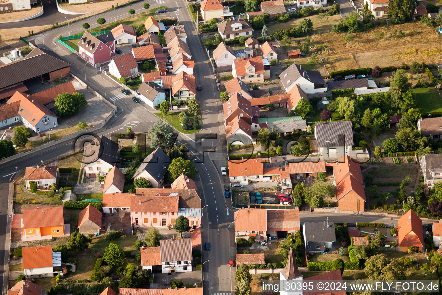 Vue d'oiseau de Bischwiller dans le département Bas Rhin, France