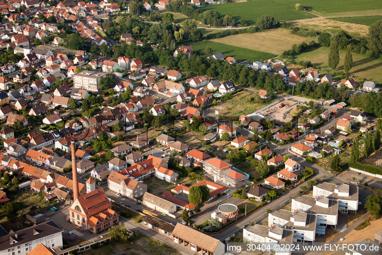 Vue oblique de Bischwiller dans le département Bas Rhin, France