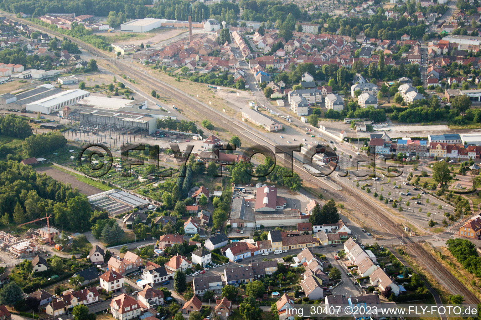 Bischwiller dans le département Bas Rhin, France vue d'en haut