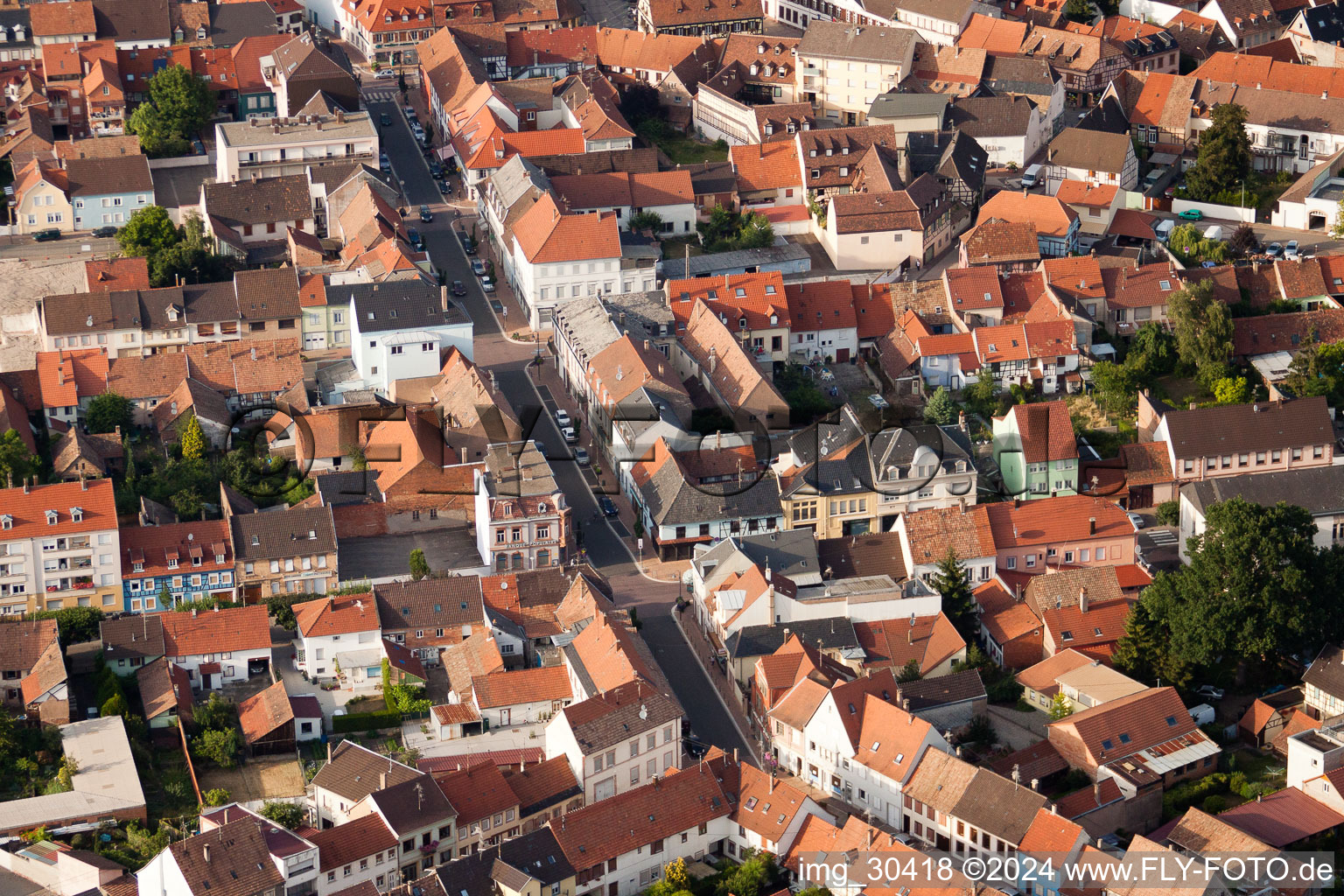 Vue oblique de Bischwiller dans le département Bas Rhin, France