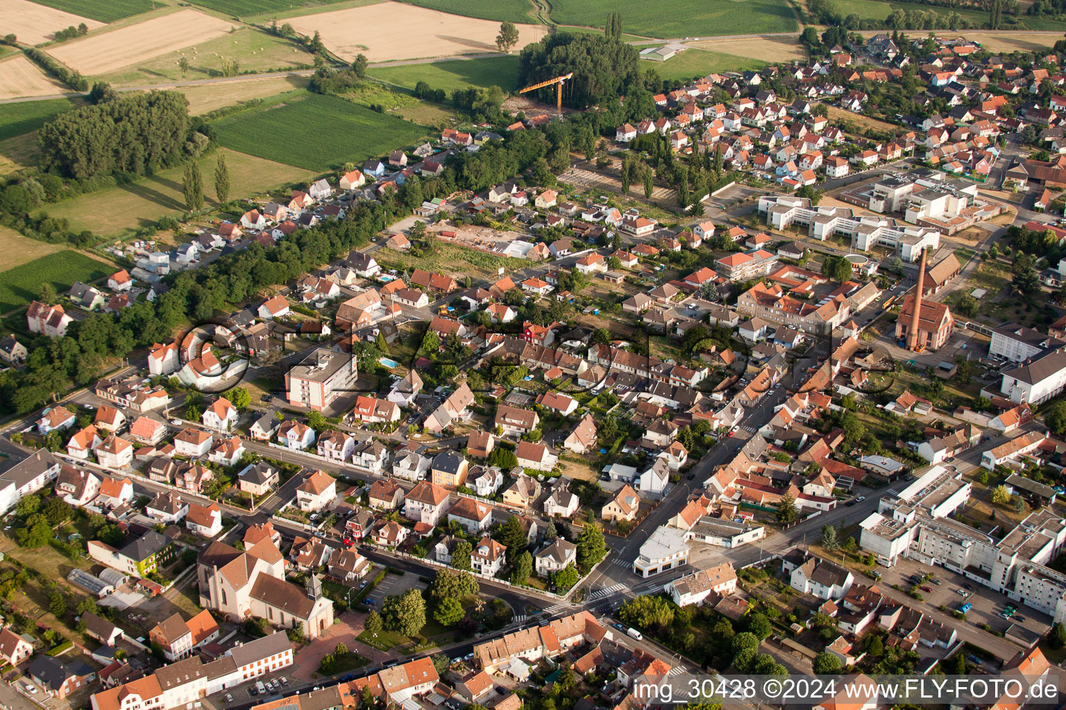 Bischwiller dans le département Bas Rhin, France du point de vue du drone