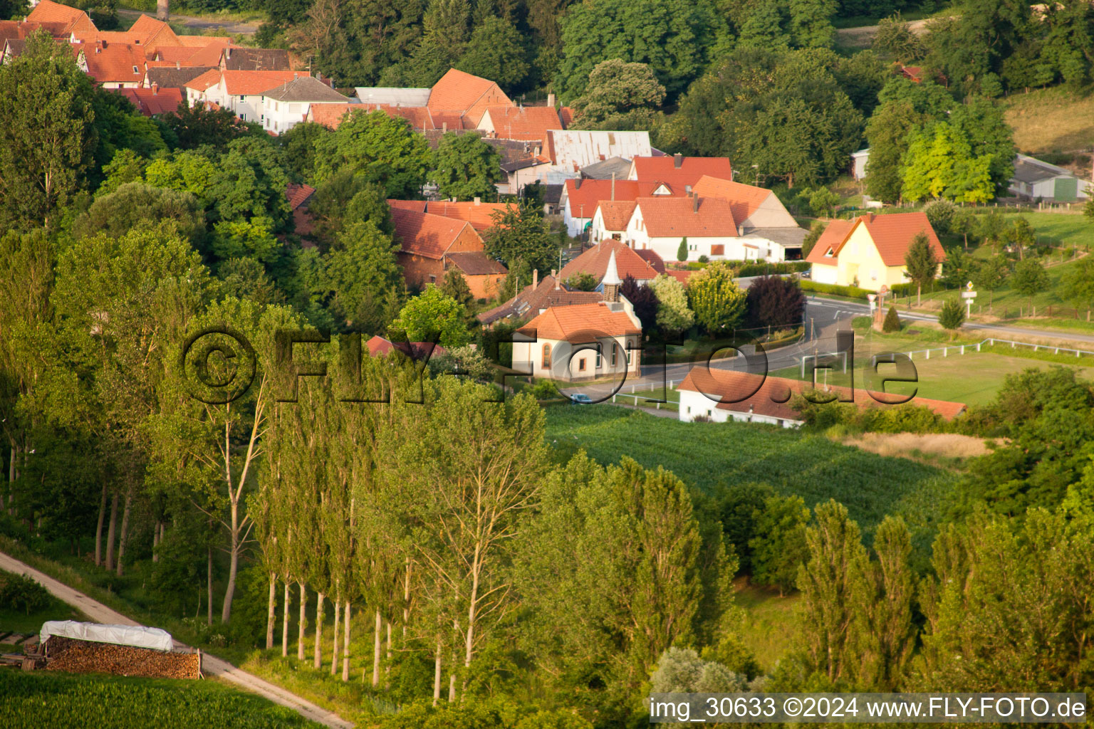 Vue aérienne de Neewiller-près-Lauterbourg dans le département Bas Rhin, France