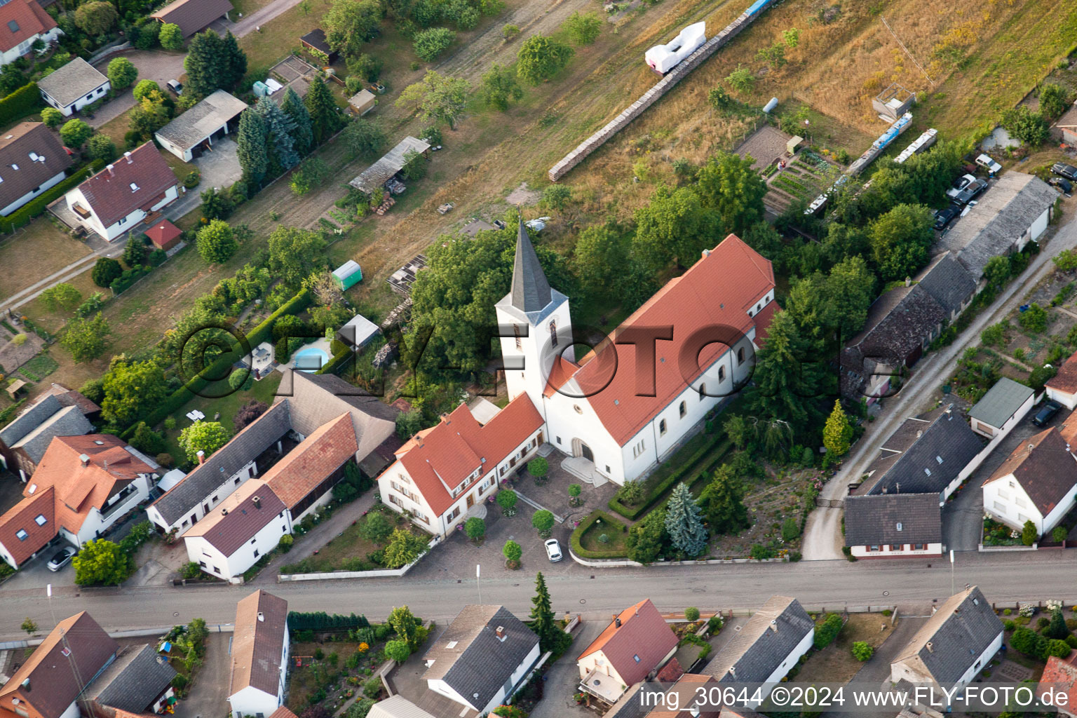 Vue oblique de Scheibenhardt dans le département Rhénanie-Palatinat, Allemagne