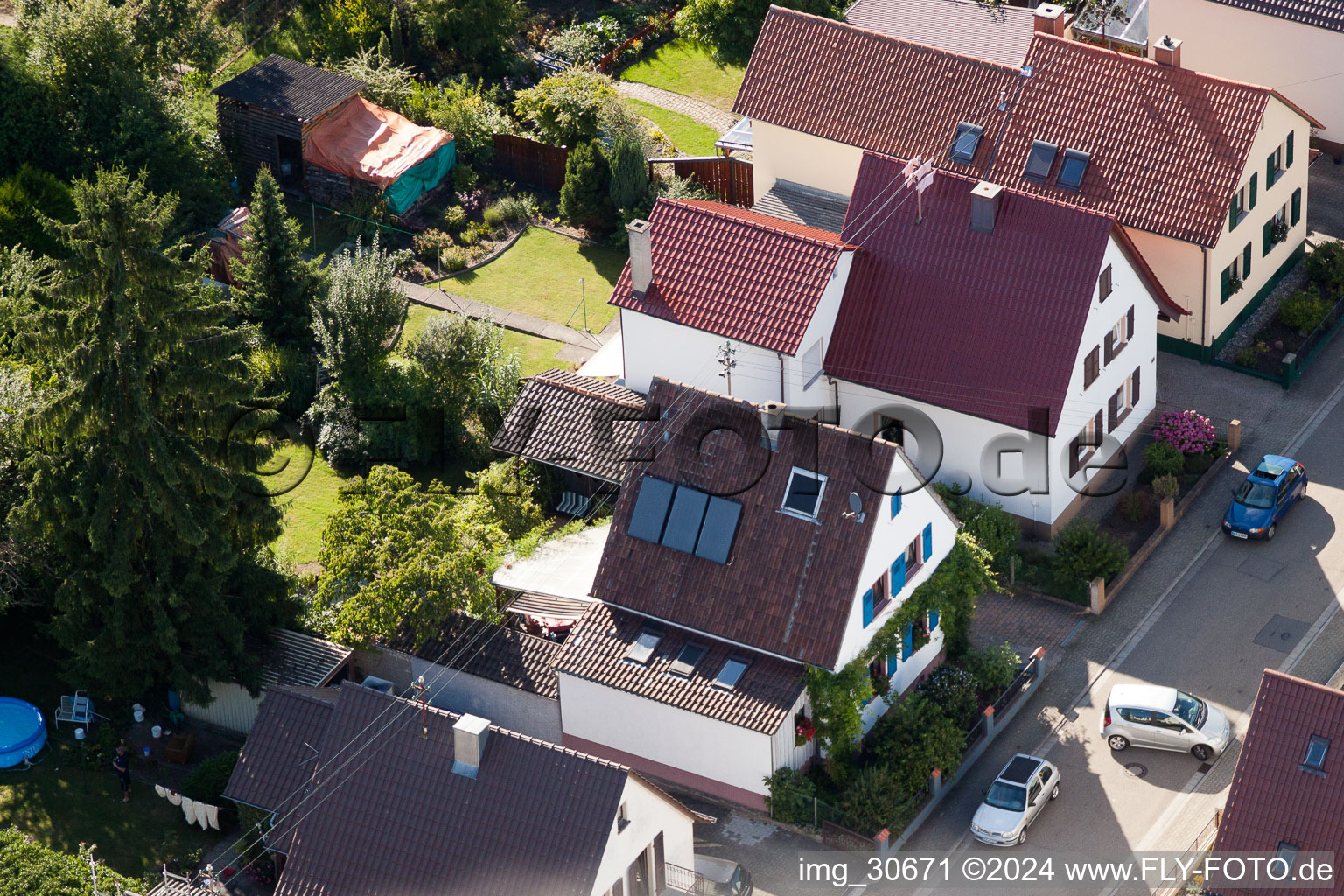 Vue oblique de Waldstr. à Kandel dans le département Rhénanie-Palatinat, Allemagne