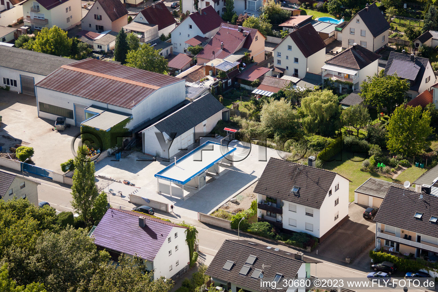 Photographie aérienne de Elsässerstrasse, nouveau lave-auto à Kandel dans le département Rhénanie-Palatinat, Allemagne