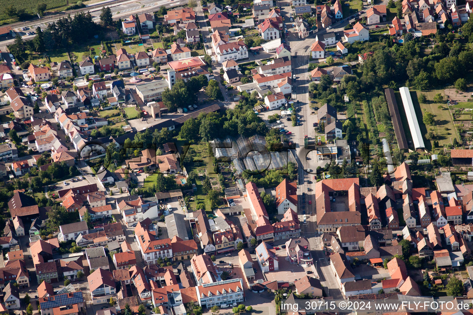 Vue aérienne de Rülzheim dans le département Rhénanie-Palatinat, Allemagne