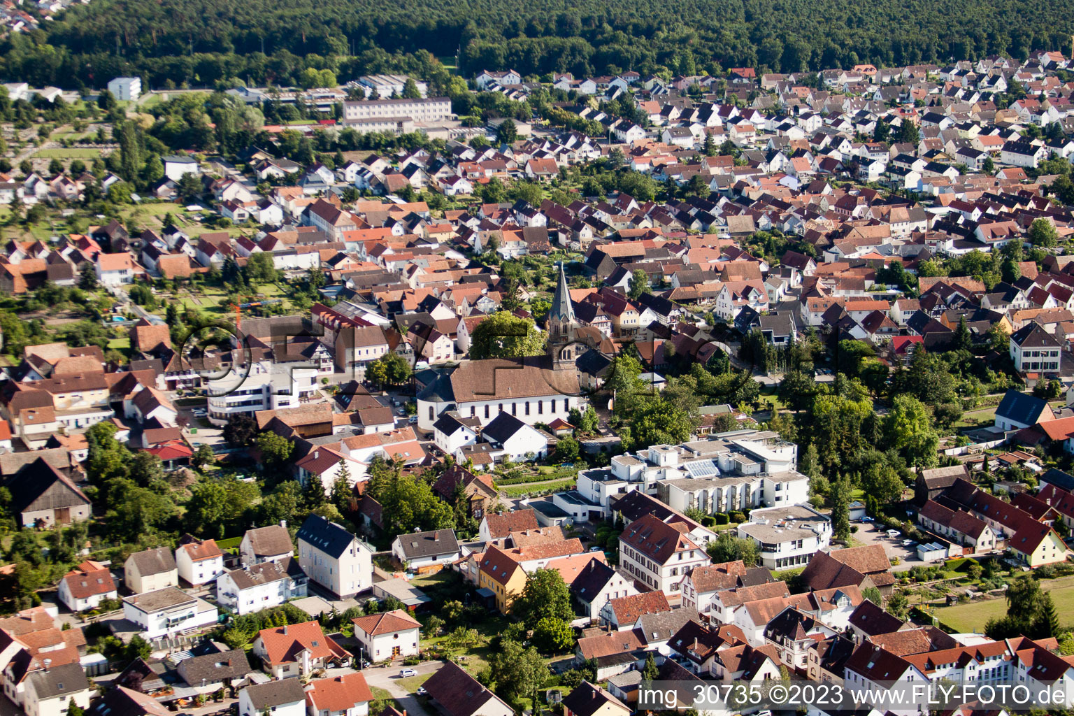Vue oblique de Rülzheim dans le département Rhénanie-Palatinat, Allemagne