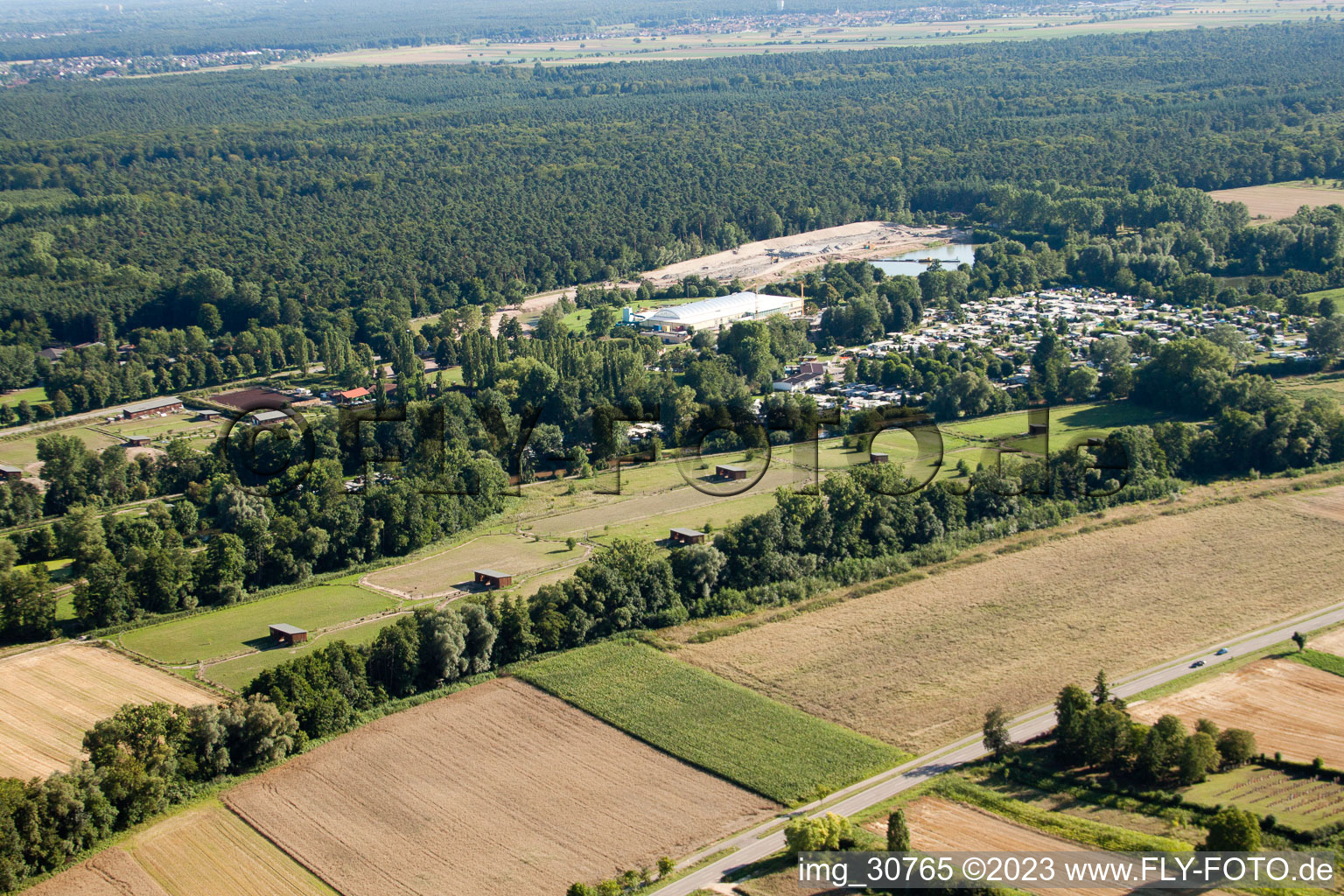 Photographie aérienne de Ferme d'autruches de Mhou à Rülzheim dans le département Rhénanie-Palatinat, Allemagne