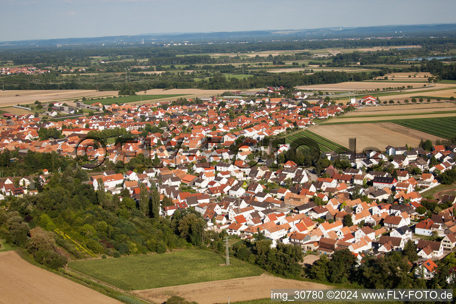 Rheinzabern dans le département Rhénanie-Palatinat, Allemagne depuis l'avion