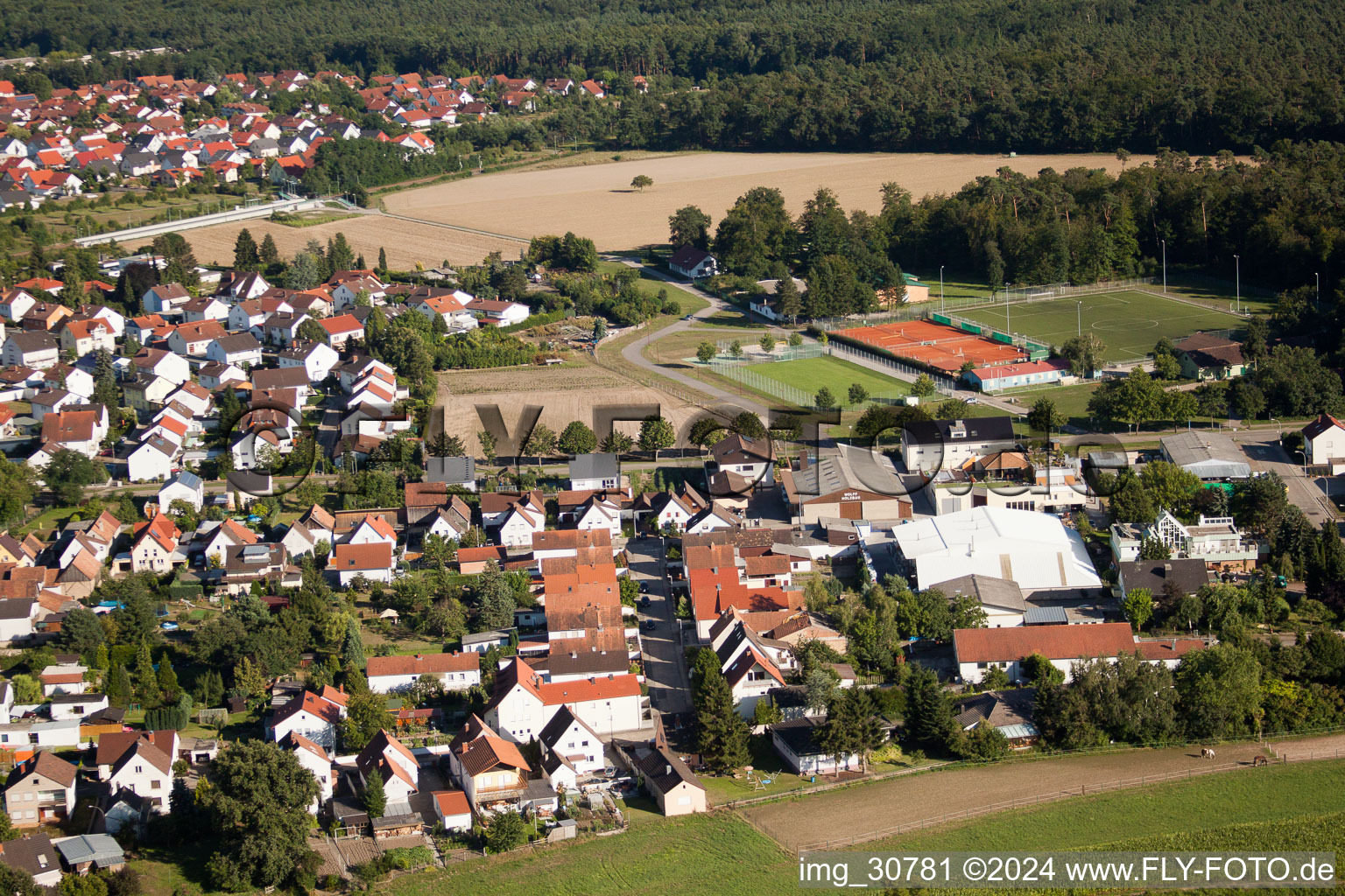 Vue aérienne de Terrains de sport à Rheinzabern dans le département Rhénanie-Palatinat, Allemagne