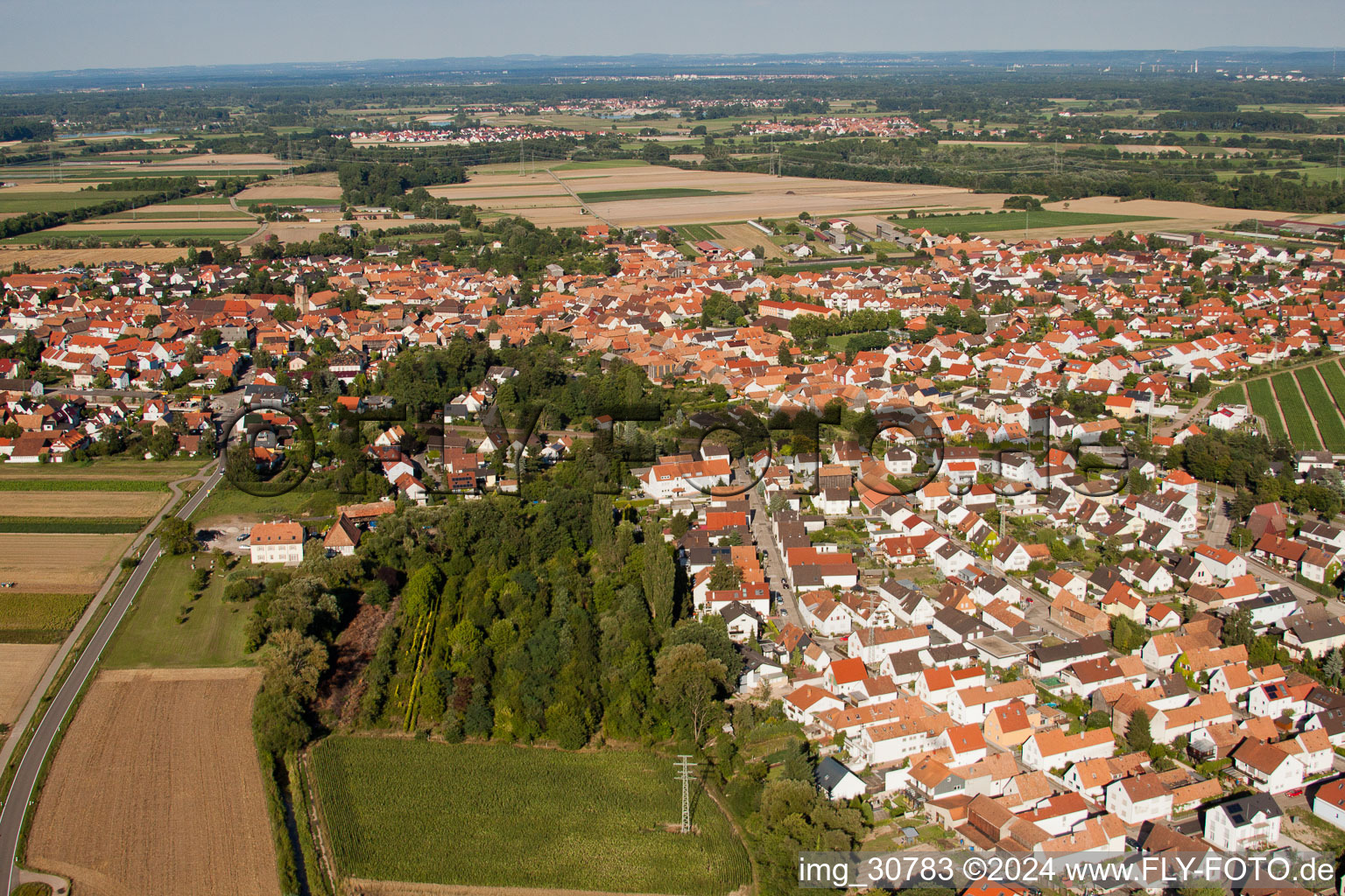 Rheinzabern dans le département Rhénanie-Palatinat, Allemagne vue du ciel