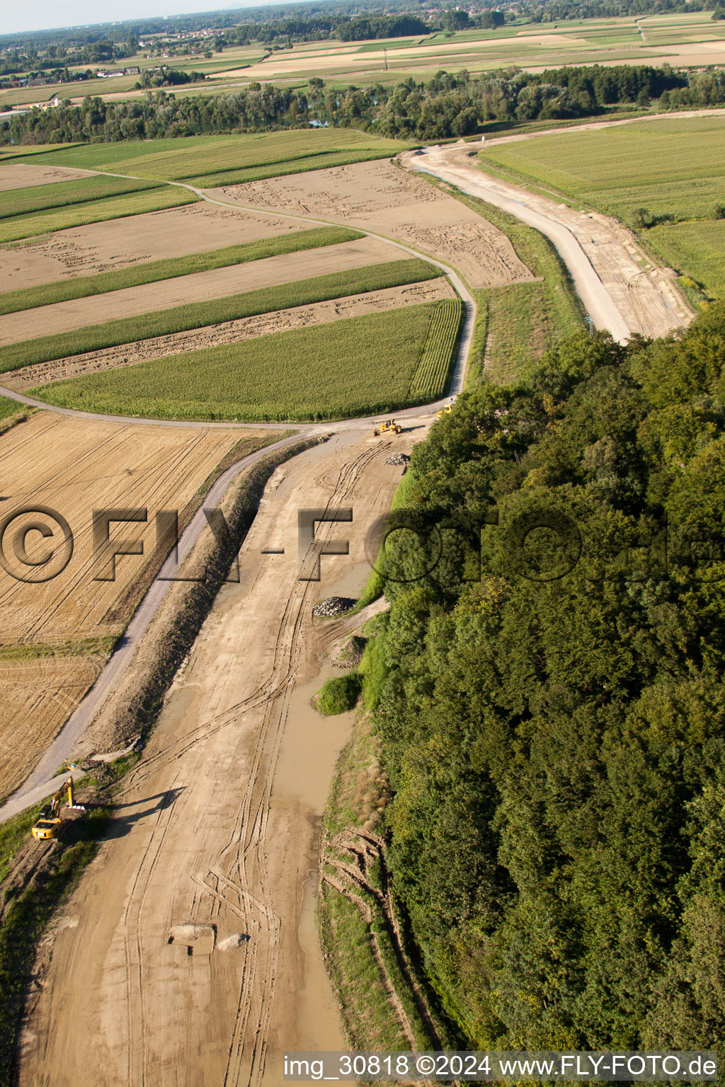 Photographie aérienne de Construction de polders à Neupotz dans le département Rhénanie-Palatinat, Allemagne