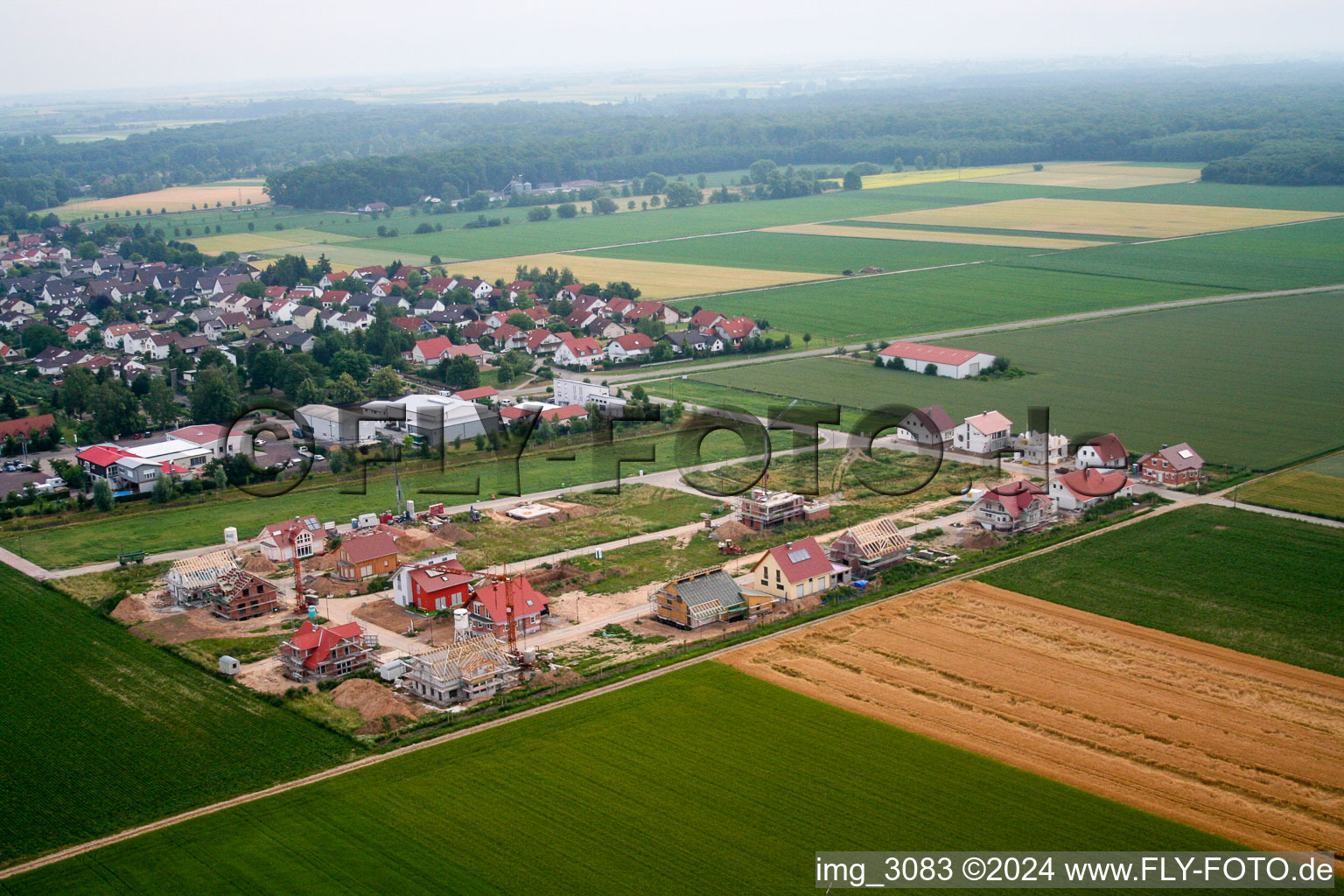 Vue aérienne de Nouvelle zone de développement Brotäcker à Steinweiler dans le département Rhénanie-Palatinat, Allemagne