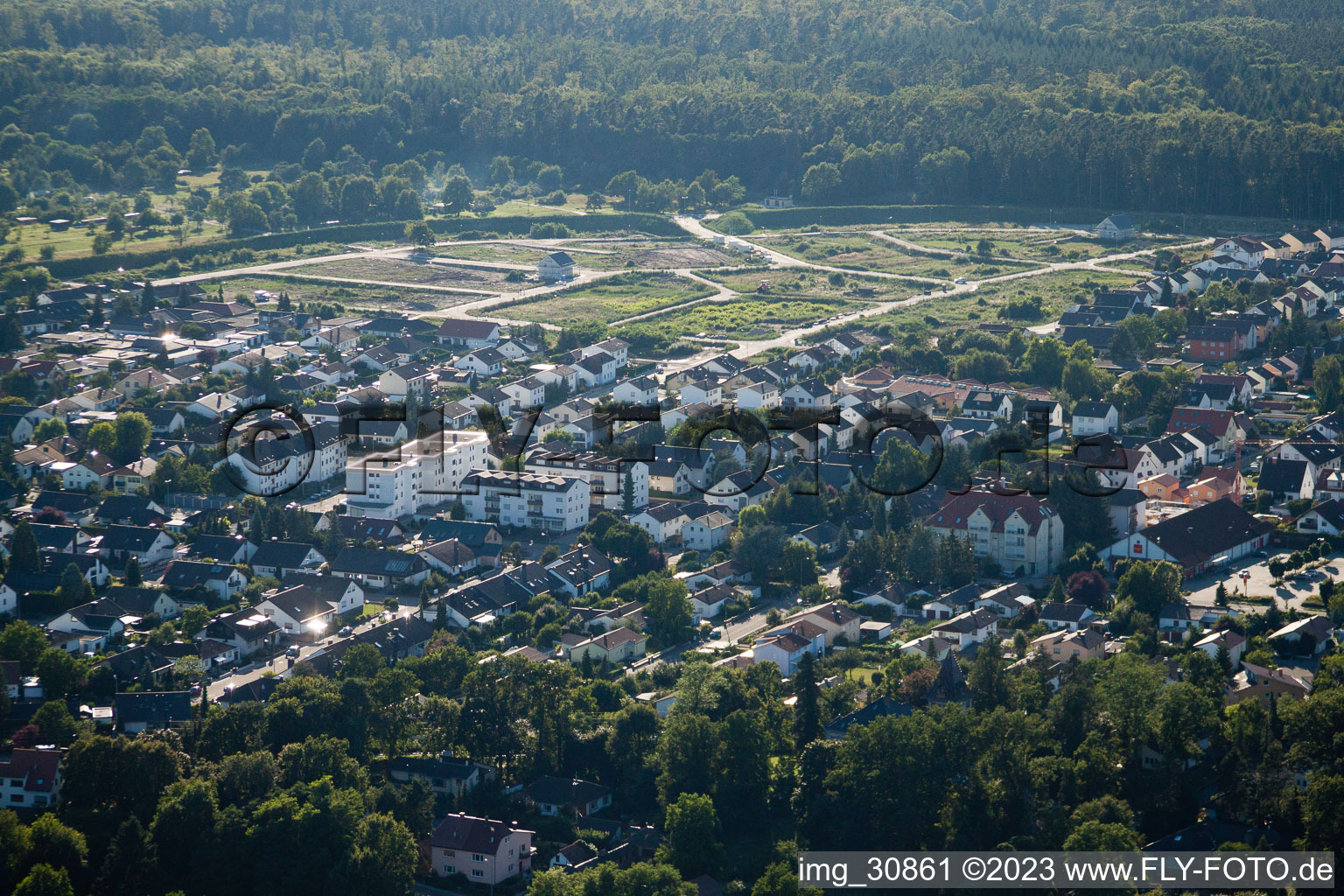 Vue aérienne de Nouvelle zone de développement SW à Jockgrim dans le département Rhénanie-Palatinat, Allemagne
