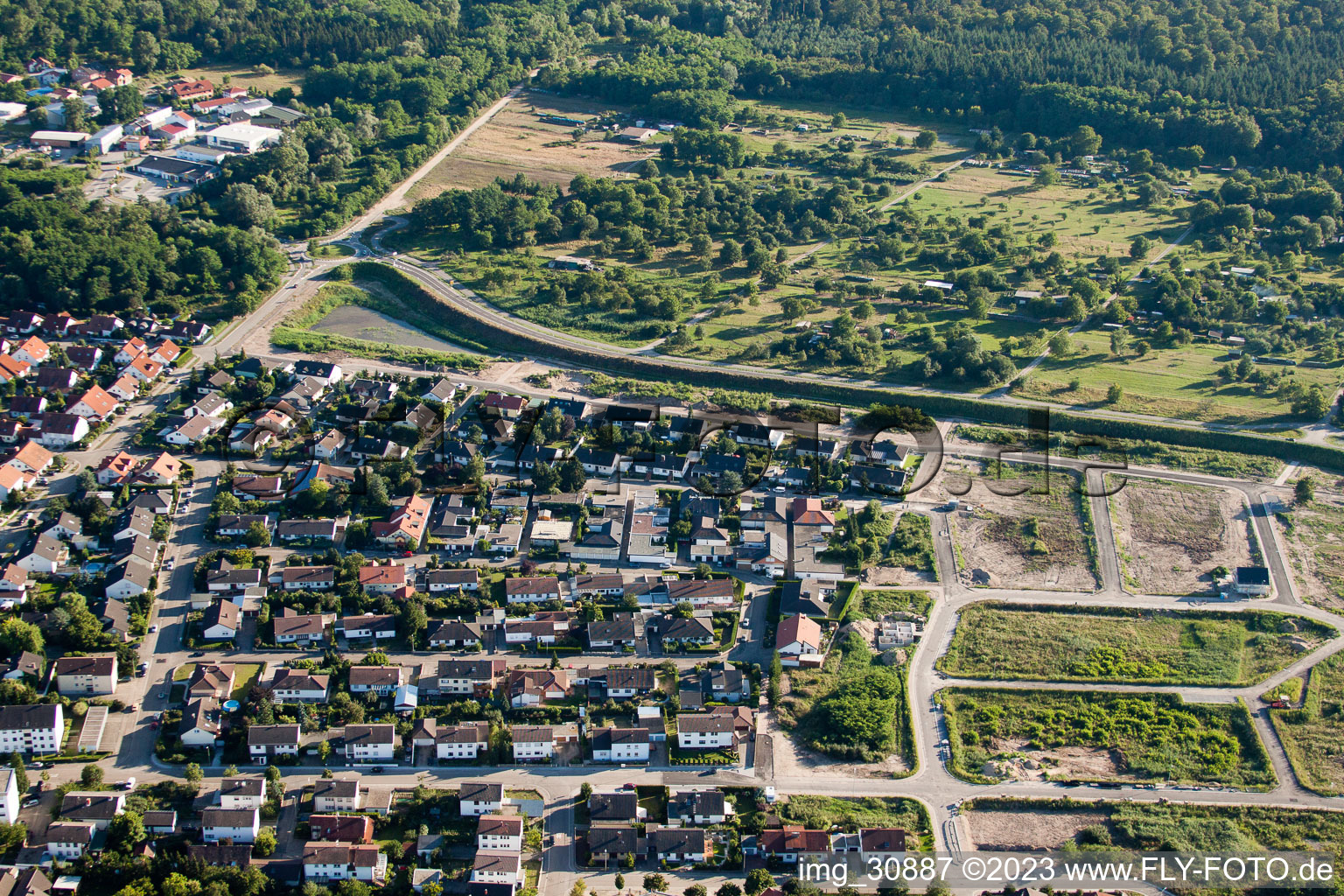 Vue oblique de Nouvelle zone de développement SW à Jockgrim dans le département Rhénanie-Palatinat, Allemagne