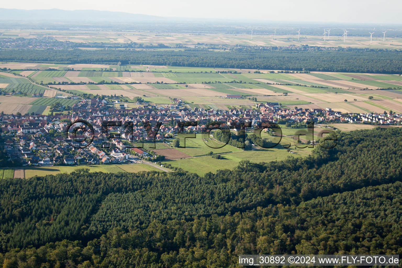 Vue oblique de Du sud à Hatzenbühl dans le département Rhénanie-Palatinat, Allemagne