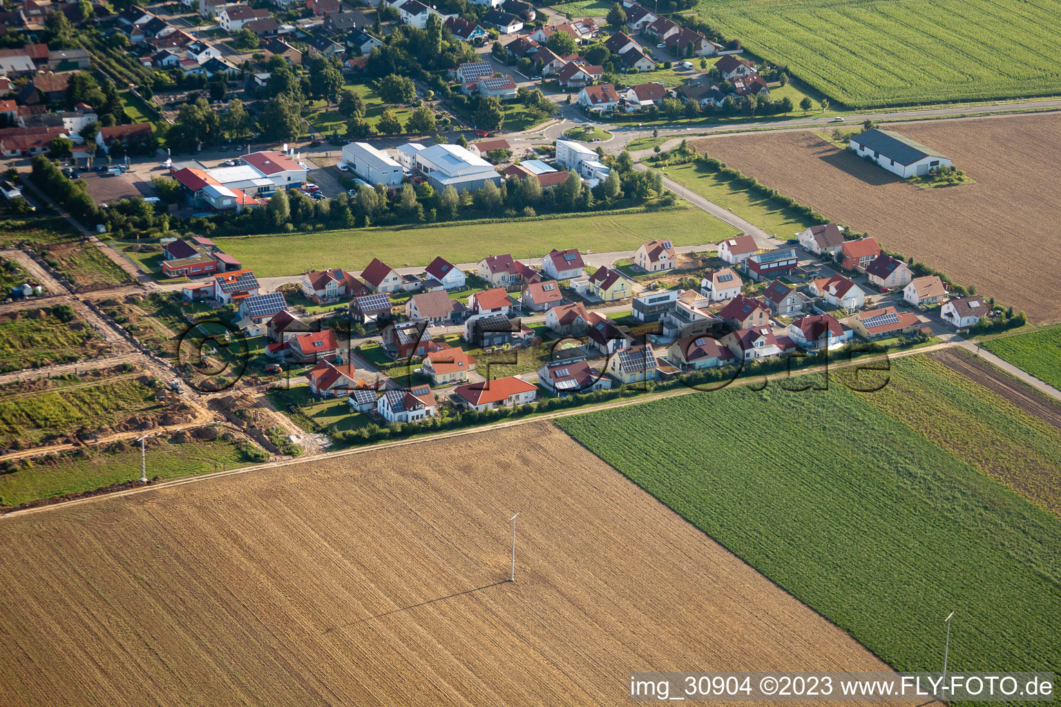Vue d'oiseau de Nouvelle zone de développement Brotäcker à Steinweiler dans le département Rhénanie-Palatinat, Allemagne