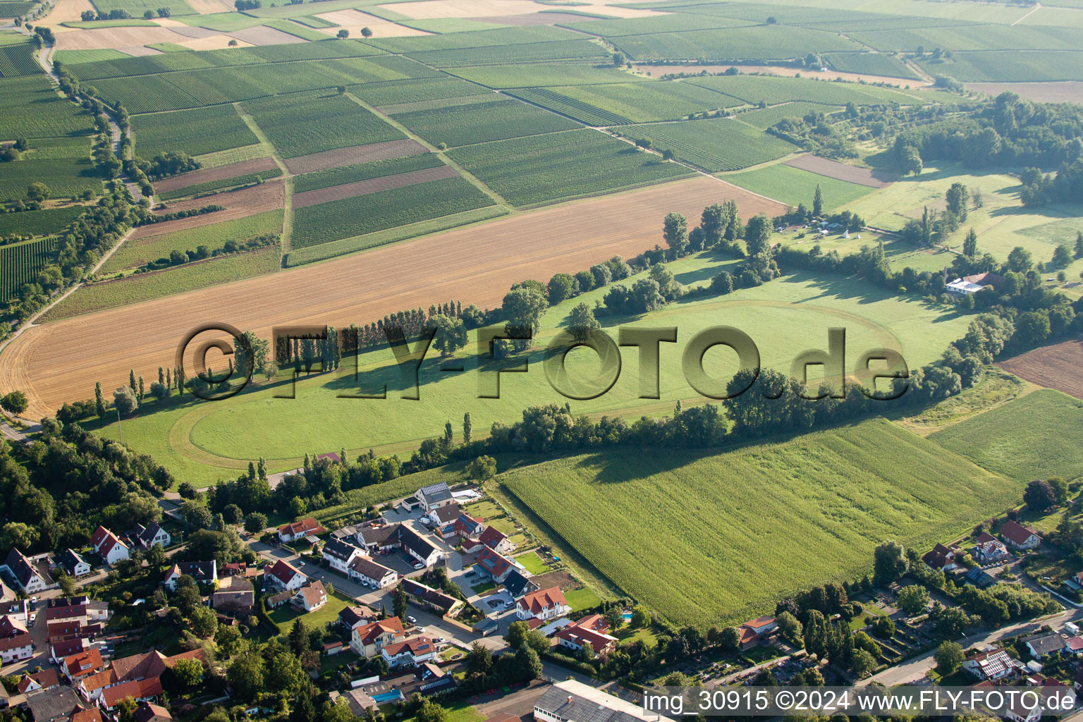 Vue aérienne de Hippodrome - piste de courses sous harnais à le quartier Billigheim in Billigheim-Ingenheim dans le département Rhénanie-Palatinat, Allemagne