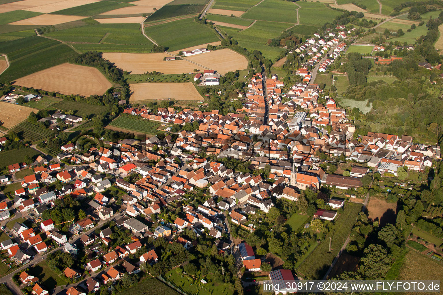 Quartier Billigheim in Billigheim-Ingenheim dans le département Rhénanie-Palatinat, Allemagne depuis l'avion