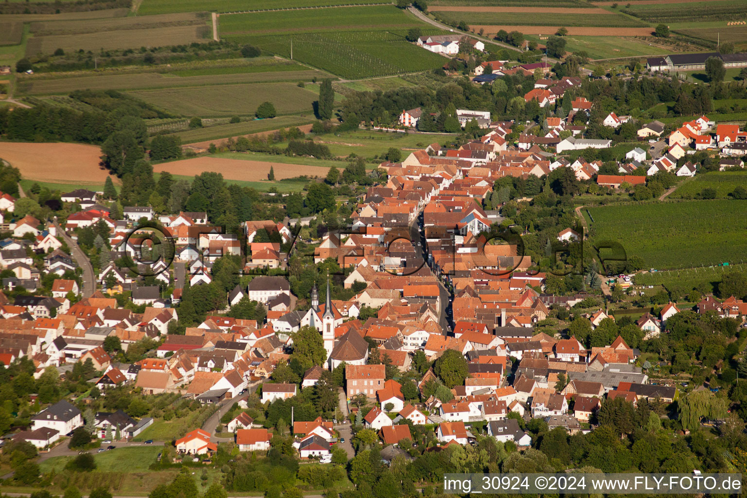 Göcklingen dans le département Rhénanie-Palatinat, Allemagne du point de vue du drone