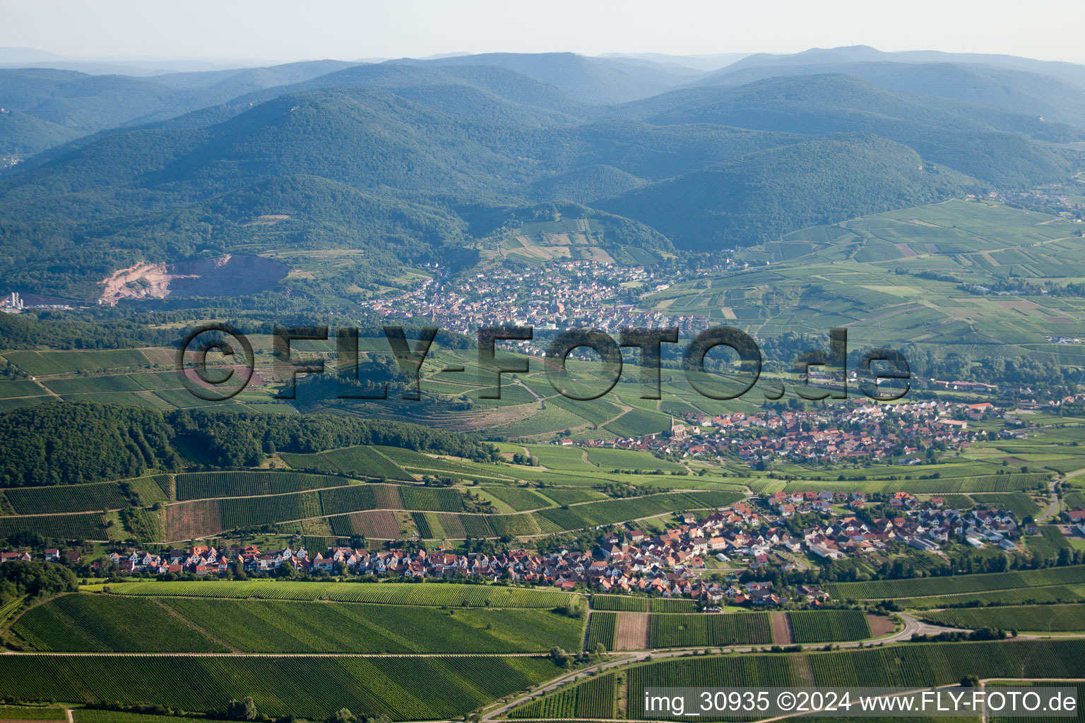 Vue aérienne de Birkweiler, Albersweiler à Ranschbach dans le département Rhénanie-Palatinat, Allemagne